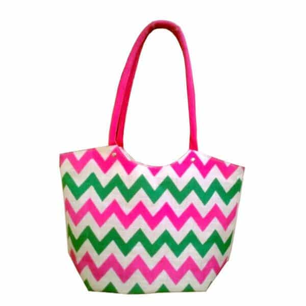jute tote bags with chevron printing