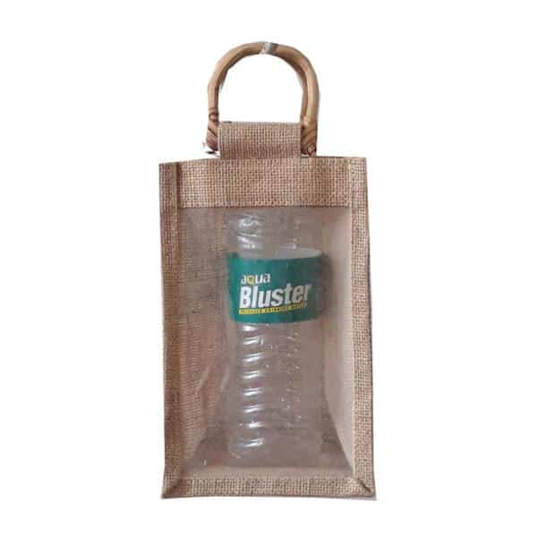 jute water bottle bags with window