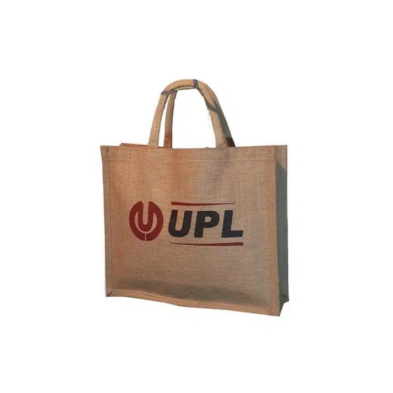 Custom jute bags with multicolor printing and comfortable padded handles
