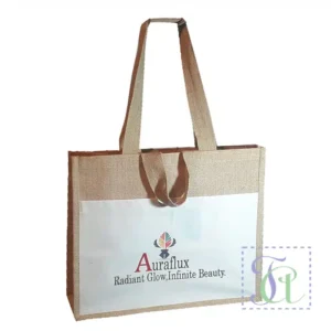 Eco-friendly promotional hessian bags with cotton canvas front pocket