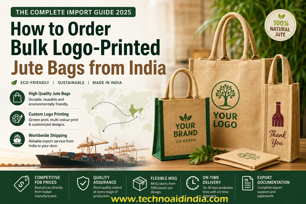 How to order bulk logo printed jute bags from India